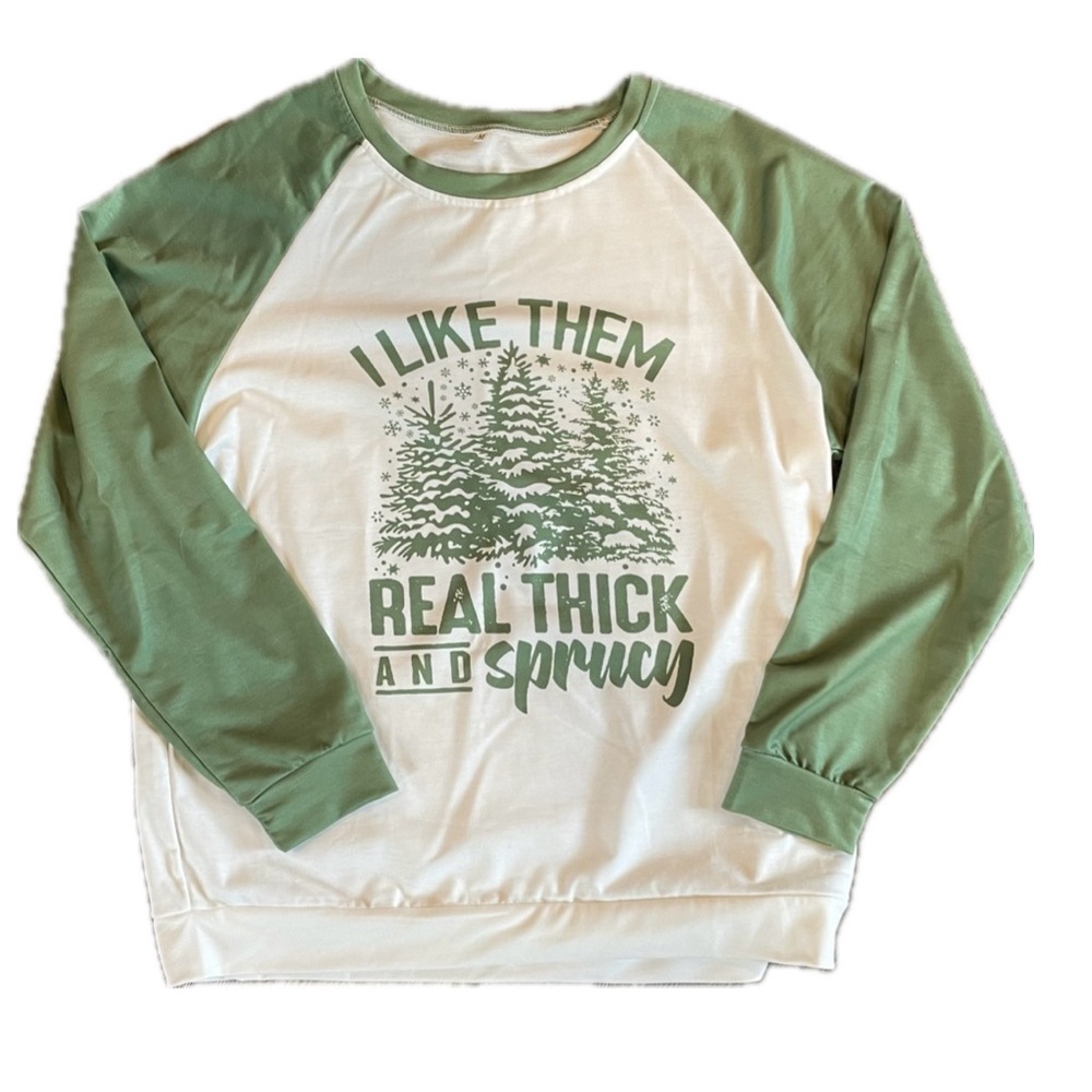 Festive Graphic Long-sleeve Shirts - Green and Red - Picture 2 of 9